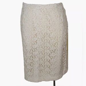 Talbots Crochet Lace Skirt Lined Cotton Cream Ivory